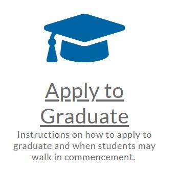 Apply to Graduate. Button to apply to graduate with a blue graduation cap